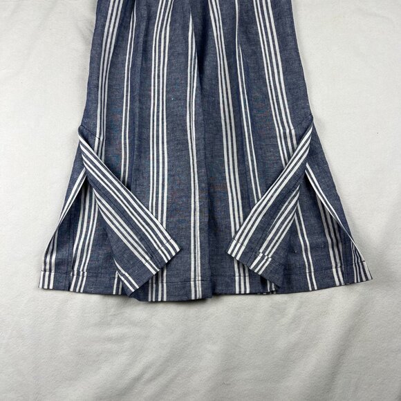 Anthropologie Blue & White Stripe Wide-Leg Front Pleat Pant Size OP - Picture 6 of 10